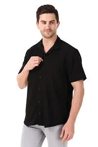 Reliable Black Linen Short Sleeves Casual Shirt For Men-thumb3