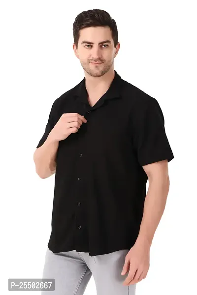 Reliable Black Linen Short Sleeves Casual Shirt For Men-thumb4