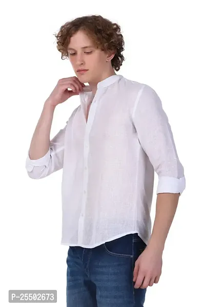 Reliable White Linen Long Sleeves Casual Shirt For Men-thumb5