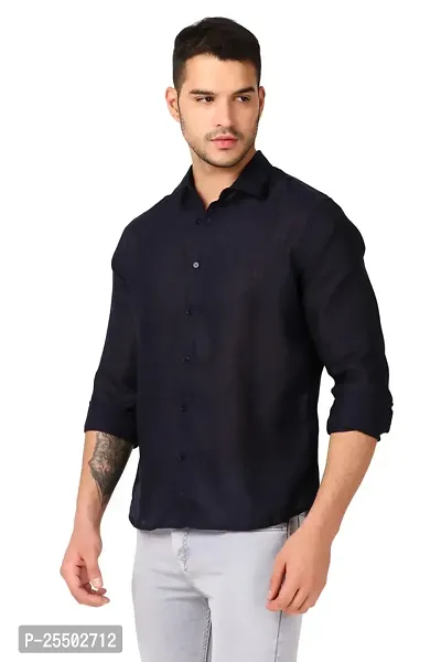 Reliable Black Linen Long Sleeves Casual Shirt For Men-thumb3