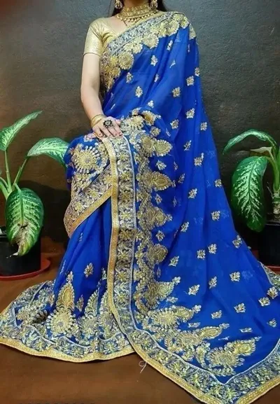 Embroidered Beautiful Georgette Saree