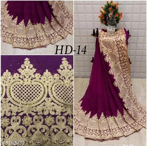 Designer Heavy Georgette Embroidered Sarees with Blouse Piece