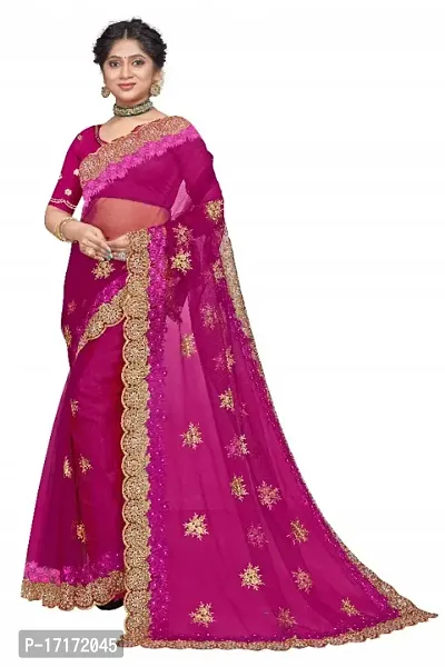 embroidery net sarees