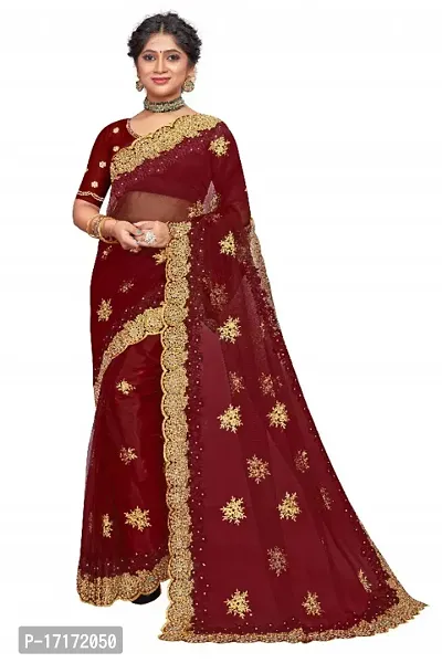 embroidery net sarees