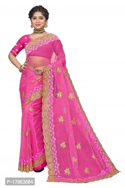 Net Embroidered Fashion Saree-thumb0