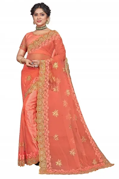 embroidery net sarees