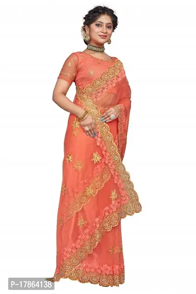 Net Embroidered Fashion Saree-thumb3