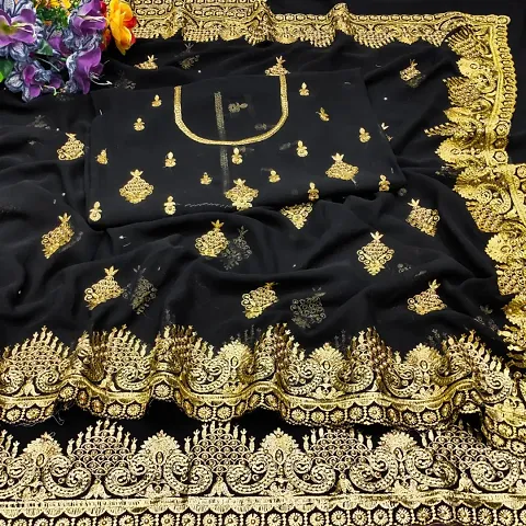 Beautiful Embroidered Georgettee Sari