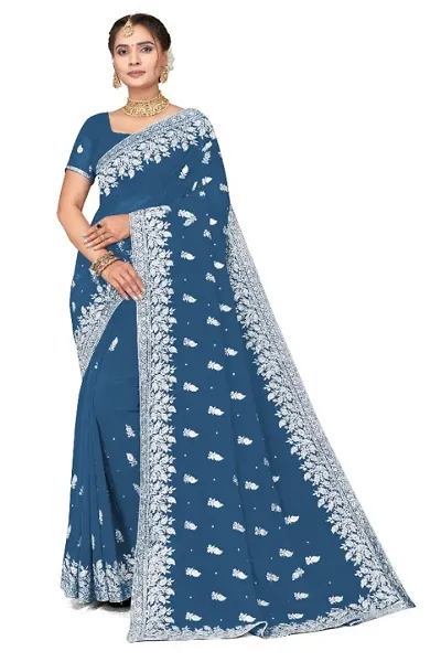 New In Georgette Saree with Blouse piece 