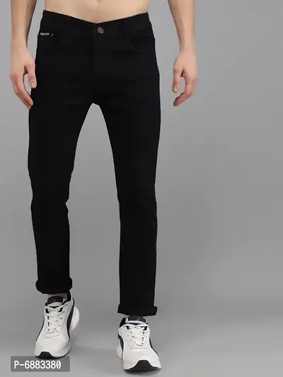 New Stylish Standard Denim Slim Fit Black Jeans For Men-thumb0