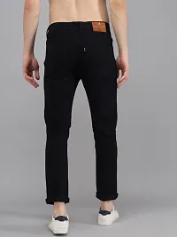 New Stylish Denim Slim Fit Black Knee Cut Jeans For Men-thumb1
