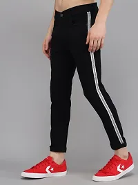 Stylish Side Strip White Patti Black Jeans for Men-thumb1