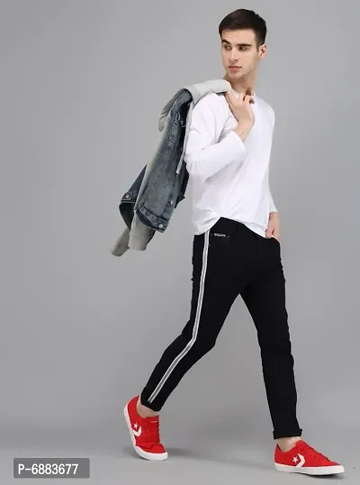 Stylish Side Strip White Patti Black Jeans for Men-thumb5