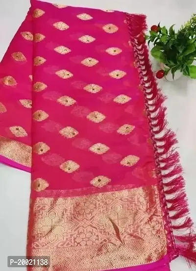 Elegant  Cotton Blend Saree with Blouse piece-thumb0