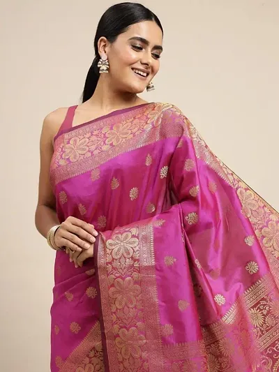 Stylish Women Banarasi Soft Silk Saree with Blouse piece