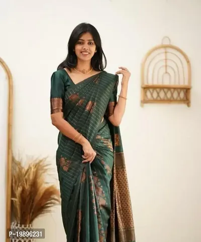 Stylish Women Banarasi Soft Silk Saree with Blouse piece