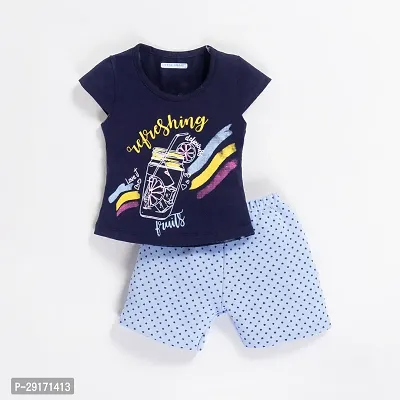 Trendy Cotton Printed  Top and Short Set For Girl-thumb0