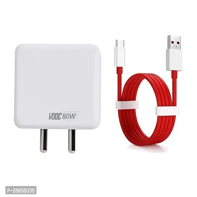 Fast Charging Adaptor and USB to Type C Cable Combo (White) Compatible with Samsung, OnePlus, Realme, Xiaomi, HTC and Oppo Mobiles, Dash, Warp, Vooc, Supervooc All Protocols Supported-thumb0