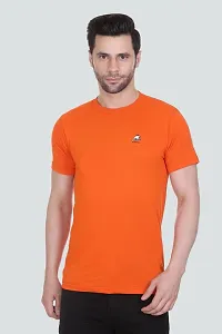 G-BULL Men's Plain Solid Regular Fit Half Sleeve Pure Cotton Casual Wear Pack of 2(2PCD.Sky,Orange-L)-thumb3