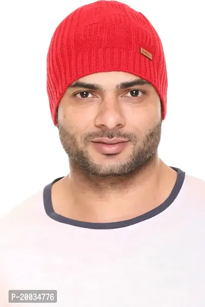 G BULL Acrylic Winter Solid Cap for Men(GMCAP501RED)