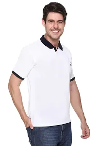 G BULL Men's Summer Regular Fit Half Sleeve Casual Plain Solid Matty Polo Neck T-Shirt(GMPOLO101WHITE-L)-thumb2