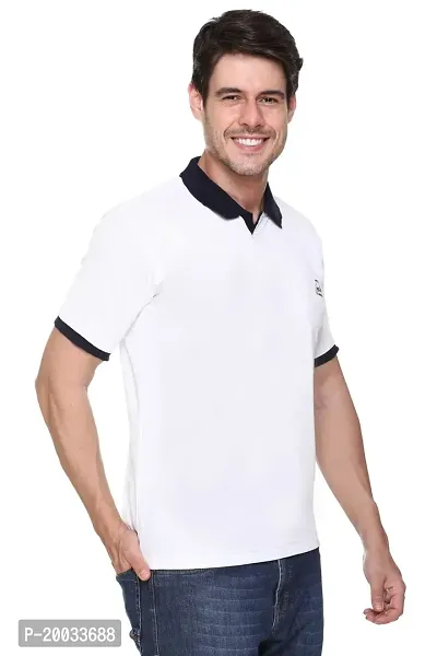 G BULL Men's Summer Regular Fit Half Sleeve Casual Plain Solid Matty Polo Neck T-Shirt(GMPOLO101WHITE-L)-thumb3