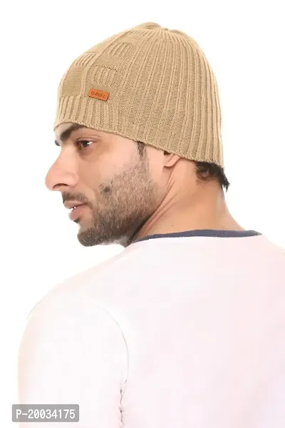 G BULL Acrylic Winter Solid Cap for Men(GMCAP501CAMEL)-thumb2