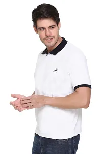 G BULL Men's Summer Regular Fit Half Sleeve Casual Plain Solid Matty Polo Neck T-Shirt(GMPOLO101WHITE-M)-thumb3