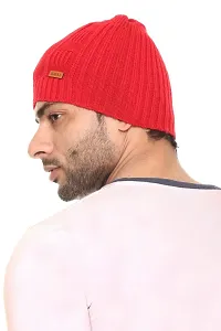 G BULL Acrylic Winter Solid Cap for Men(GMCAP501RED)-thumb1