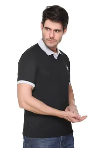 G BULL Men's Summer Regular Fit Half Sleeve Casual Plain Solid Matty Polo Neck T-Shirt(GMPOLO101BLACK-L)-thumb2