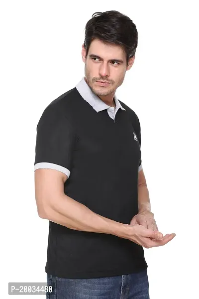 G BULL Men's Summer Regular Fit Half Sleeve Casual Plain Solid Matty Polo Neck T-Shirt(GMPOLO101BLACK-L)-thumb3