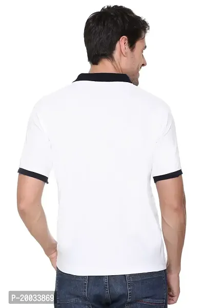 G BULL Men's Summer Regular Fit Half Sleeve Casual Plain Solid Matty Polo Neck T-Shirt(GMPOLO101WHITE-XL)-thumb2