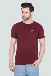 G-BULL Men's Plain Solid Regular Fit Half Sleeve Pure Cotton Casual Wear Pack of 2(2PCMAROON,L.Sky-M)-thumb1