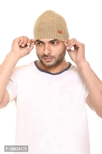 G BULL Acrylic Winter Solid Cap for Men(GMCAP501CAMEL)-thumb5