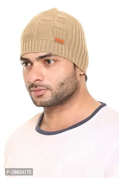 G BULL Acrylic Winter Solid Cap for Men(GMCAP501CAMEL)-thumb4