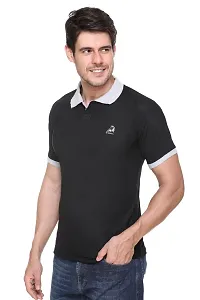 G BULL Men's Summer Regular Fit Half Sleeve Casual Plain Solid Matty Polo Neck T-Shirt(GMPOLO101BLACK-M)-thumb3