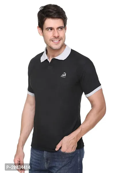 G BULL Men's Summer Regular Fit Half Sleeve Casual Plain Solid Matty Polo Neck T-Shirt(GMPOLO101BLACK-M)-thumb4