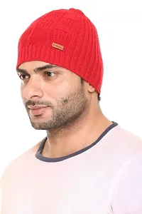 G BULL Acrylic Winter Solid Cap for Men(GMCAP501RED)-thumb3