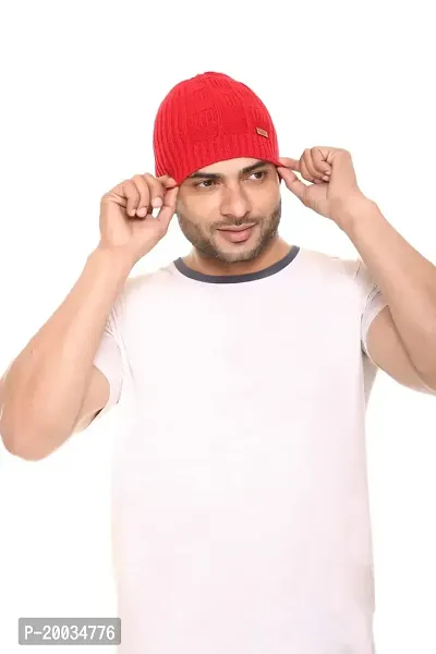 G BULL Acrylic Winter Solid Cap for Men(GMCAP501RED)-thumb5