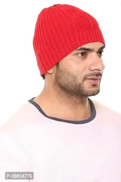 G BULL Acrylic Winter Solid Cap for Men(GMCAP501RED)-thumb3