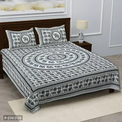 Comfortable Polycotton Printed Double Bedsheet with Two Pillow Covers