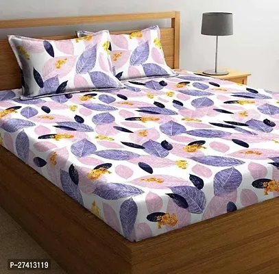 Comfortable Polycotton Printed Double Bedsheet with Two Pillow Covers