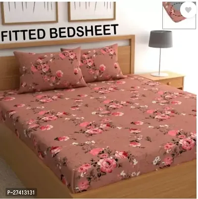 Comfortable Polycotton Printed Double Bedsheet with Two Pillow Covers-thumb0