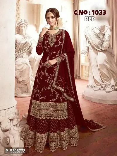 Presenting latest collections of Faux Georgette Embroidered Dress Material with Dupatta-thumb0