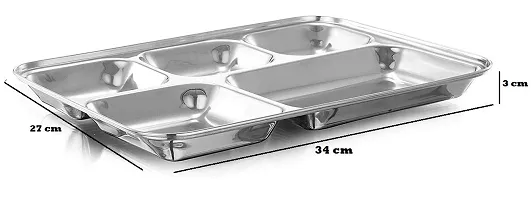 ROYAL SAPPHIRE 5 in1 Extra Deep Compartment Divided Plate/Thali/Bhojan Thali/Mess Tray/Dinner Plate Set of 1 pc-thumb1