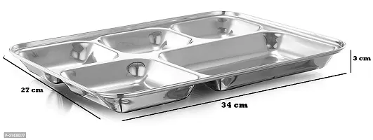 ROYAL SAPPHIRE 5 in1 Extra Deep Compartment Divided Plate/Thali/Bhojan Thali/Mess Tray/Dinner Plate Set of 1 pc-thumb2