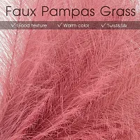 ROYAL SAPPHIRE 3 Pcs Faux Pampas Grass Small Fluffy Artificial Flowers Fake Flower Boho Decor Reed Grass for Vase Filler Farmhouse Home, Office, Living Room, Table and Craft Items (Dark Red)-thumb1