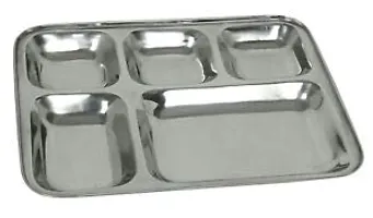 ROYAL SAPPHIRE 5 in1 Extra Deep Compartment Divided Plate/Thali/Bhojan Thali/Mess Tray/Dinner Plate Set of 1 pc-thumb2