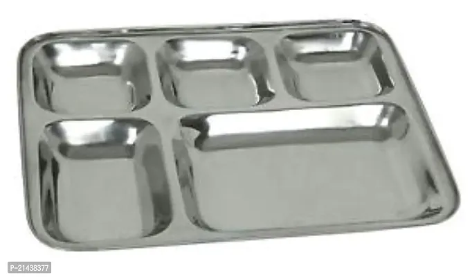 ROYAL SAPPHIRE 5 in1 Extra Deep Compartment Divided Plate/Thali/Bhojan Thali/Mess Tray/Dinner Plate Set of 1 pc-thumb3