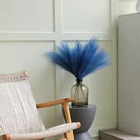 ROYAL SAPPHIRE 3 Pcs Faux Pampas Grass Small Fluffy Artificial Flowers Fake Flower Boho Decor Reed Grass for Vase Filler Farmhouse Home, Office, Living Room, Table and Craft Items (Blue)-thumb2